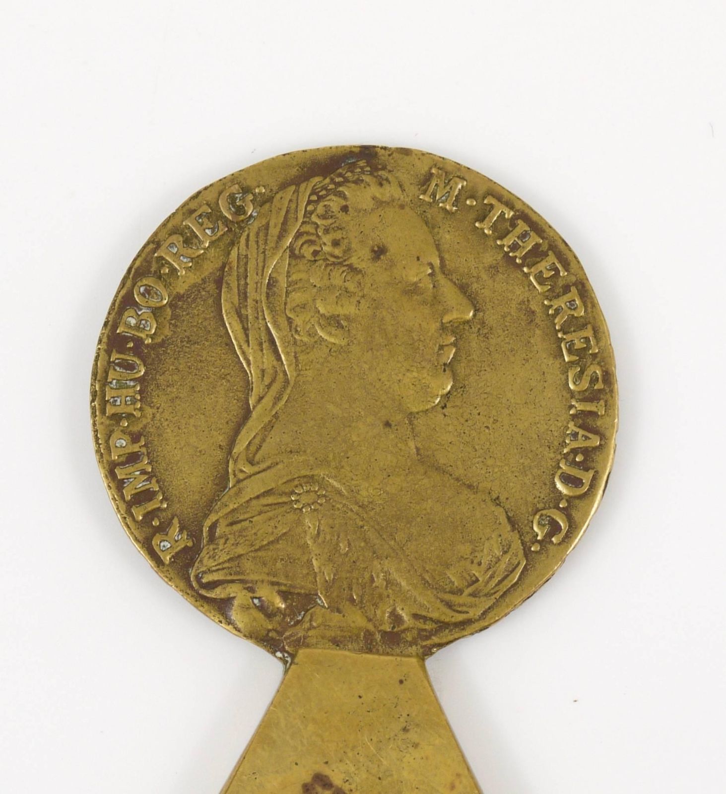 Carl Aubock Brass Maria Theresia Coin Bottle Opener, Austria, 1950s photo for sale