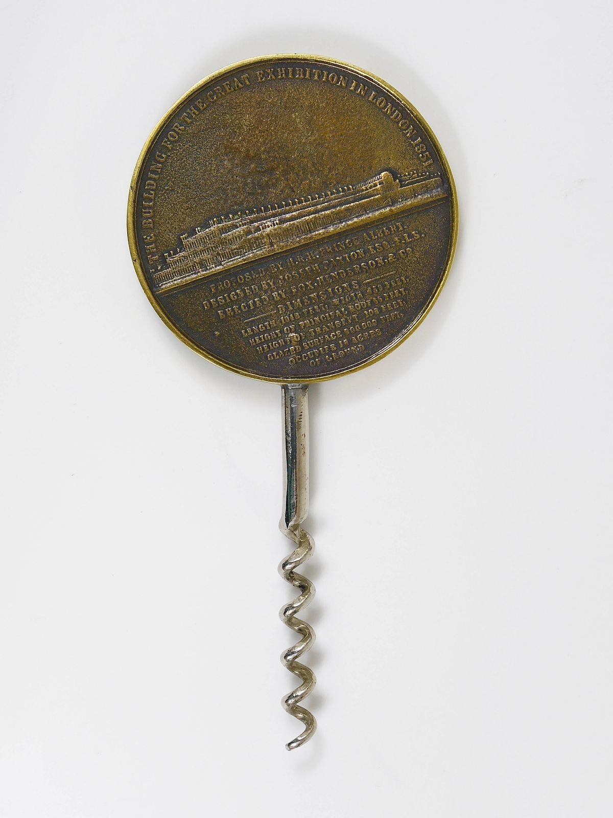 Carl Aubock Big Brass Coin Cork Screw, Bottle Opener, Austria, 1950s photo vinterior