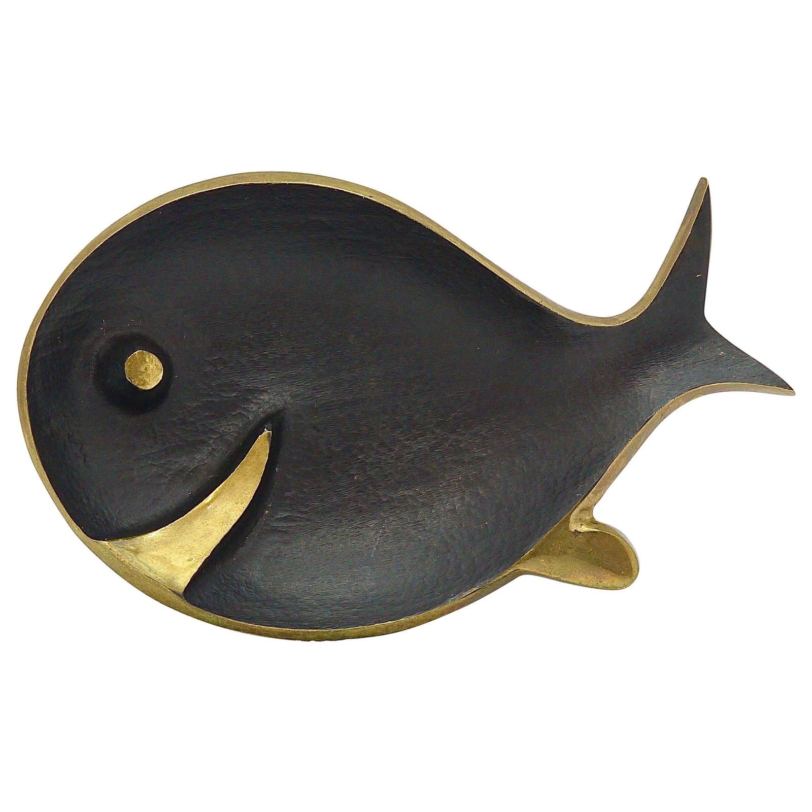 Walter Bosse Fish Midcentury Brass Bowl Or Ashtray, Herta Baller, 1950s