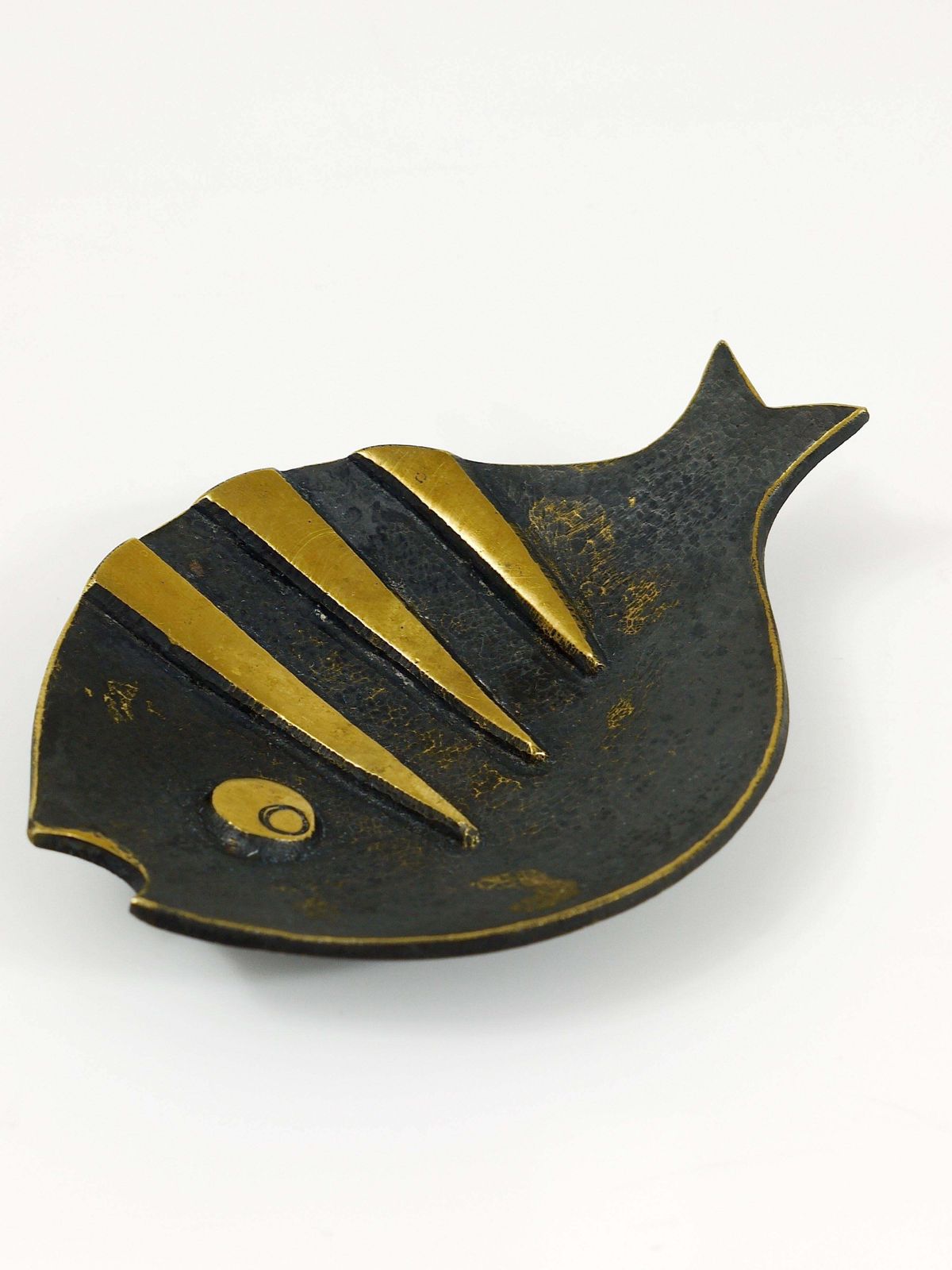 photo furniture Walter Bosse Fish Mid Century Brass Bowl Ashtray Herta Baller, Austria, 1950s