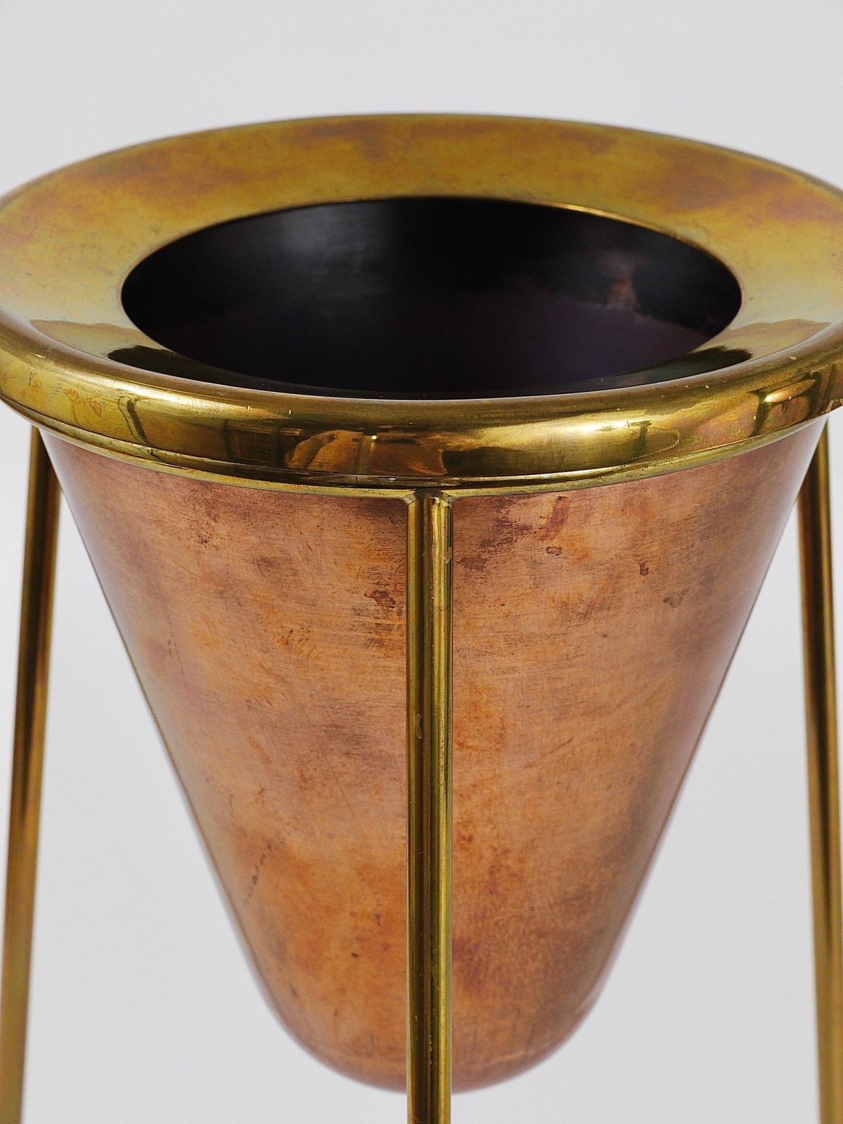 Rare Carl Aubock Copper & Brass Tripod Floor Ashtray, Austria, 1950s photo buy