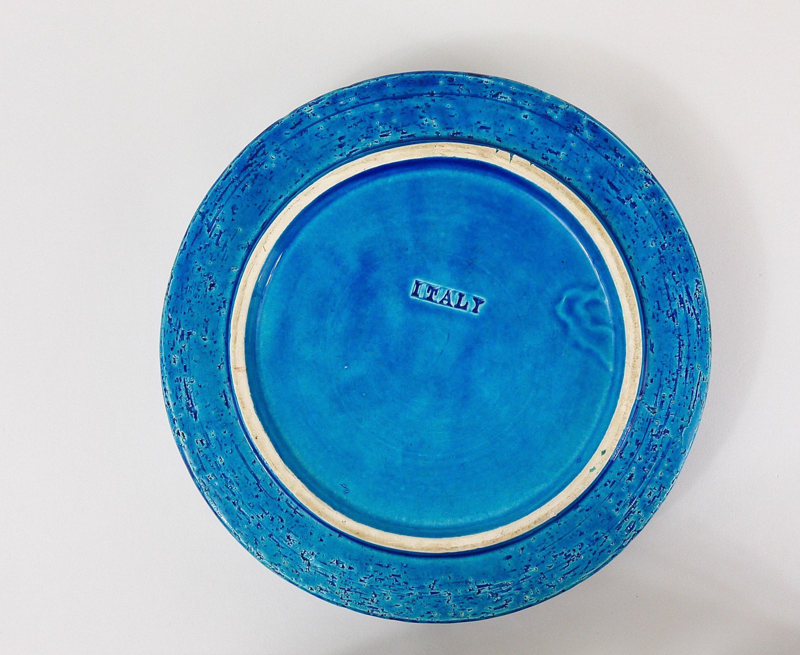 Aldo Londi Bitossi Very Large Round Rimini Blue Glazed Midcentury Ashtray, 1950s photo vintage