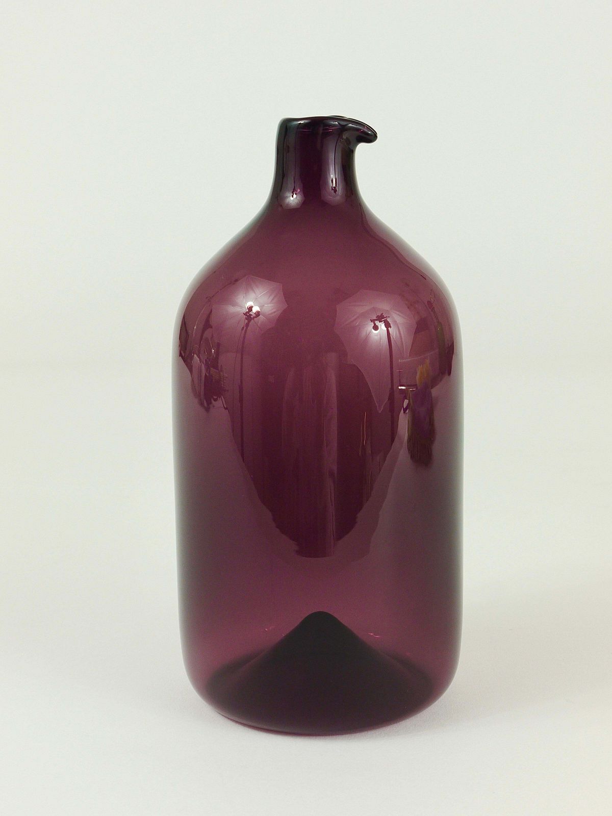 Signed Purple Timo Sarpaneva Pullo Bird Bottle Glass Vase, Iittala, Finland photo for sale