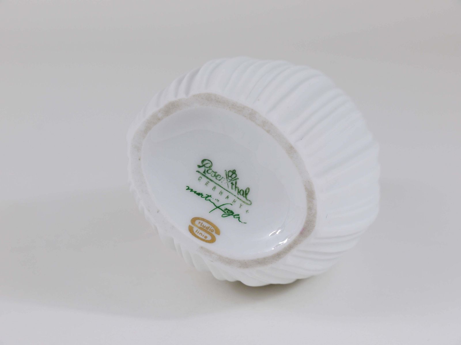 Rosenthal White Relief Striped Porcelain Vase By Martin Freyer, Germany, 1960s photo 395.0