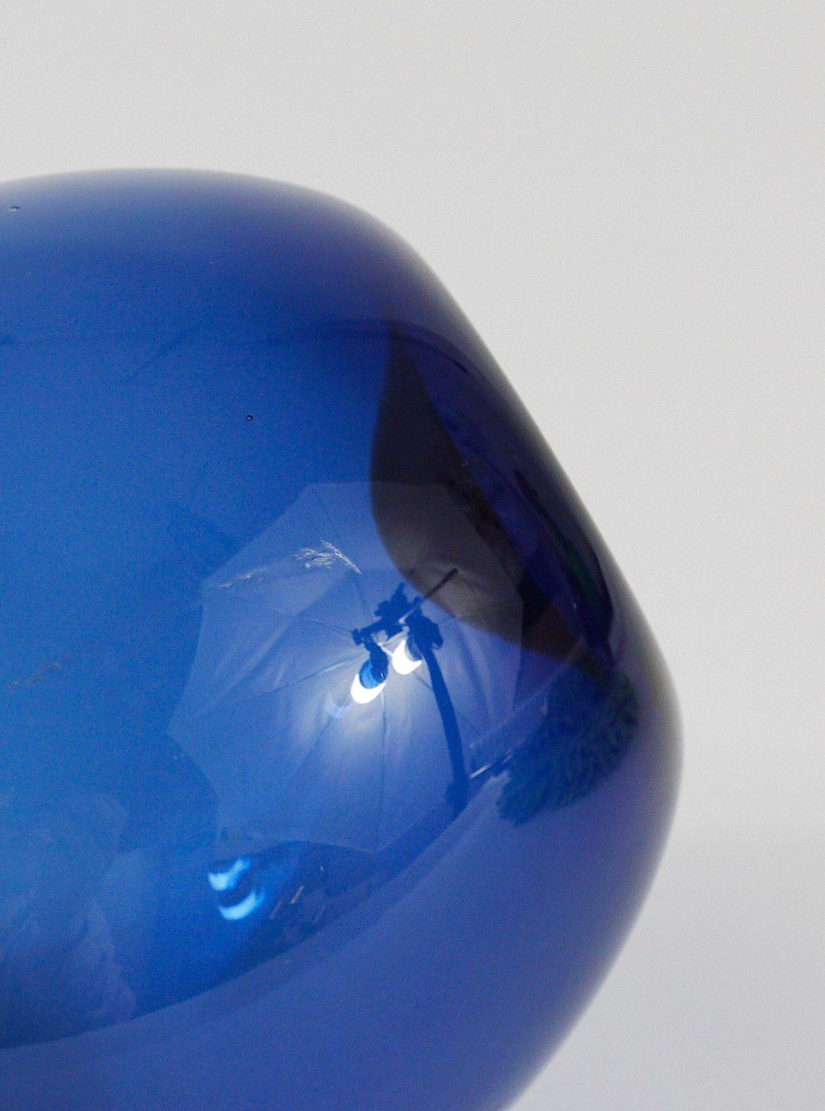 photo for sale Signed Blue Timo Sarpaneva Pullo Bird Bottle Glass Vase, Iittala, Finland, 1950s