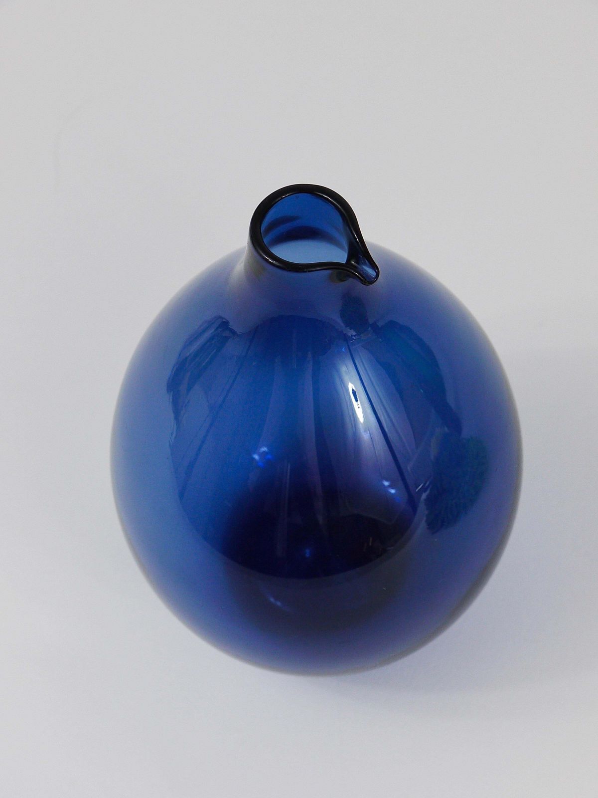 Home Decor Signed Blue Timo Sarpaneva Pullo Bird Bottle Glass Vase, Iittala, Finland, 1950s photo