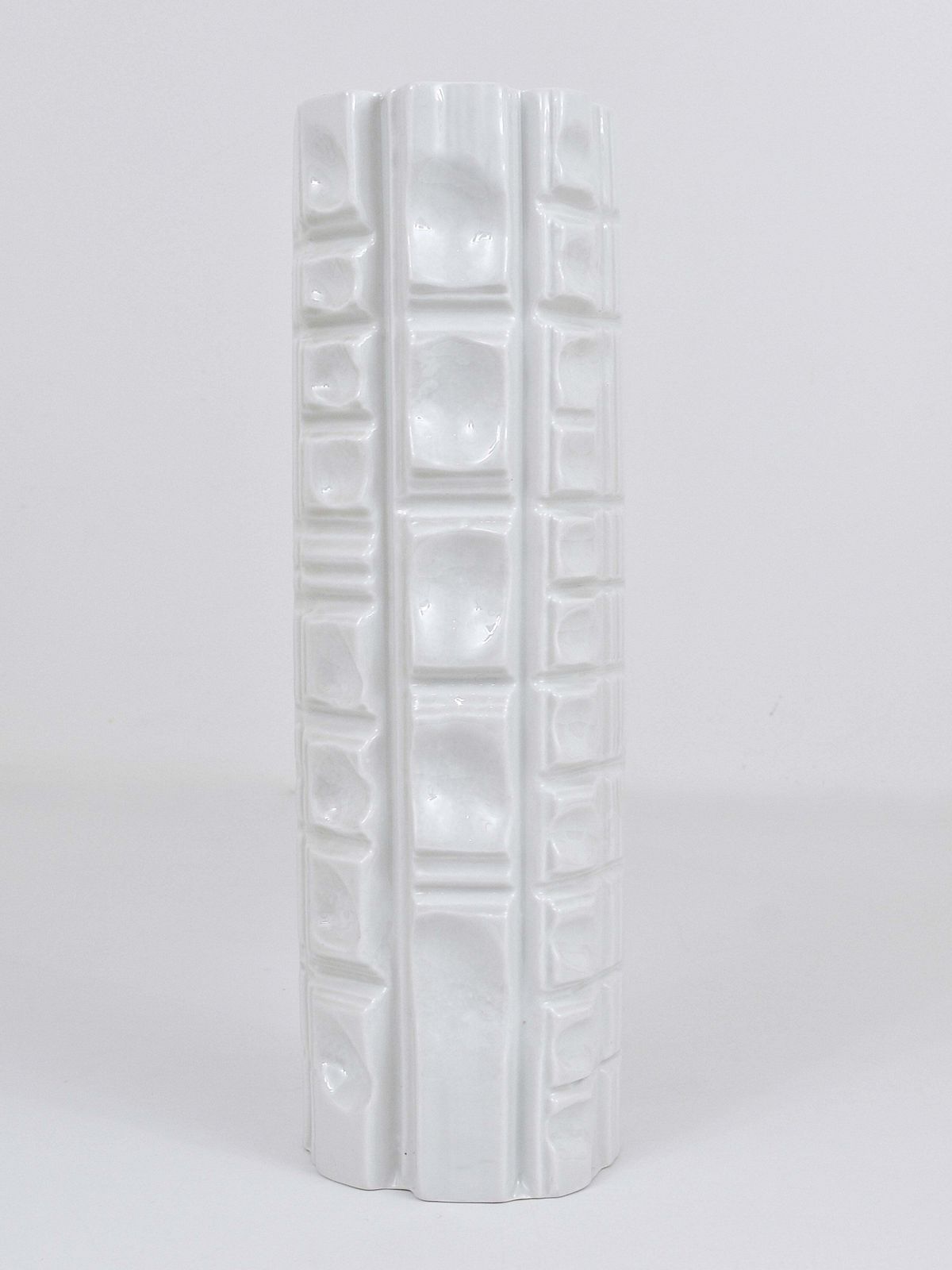 Rosenthal Germany Op Art Huge White Relief Porcelain Vase, 1960s photo for sale