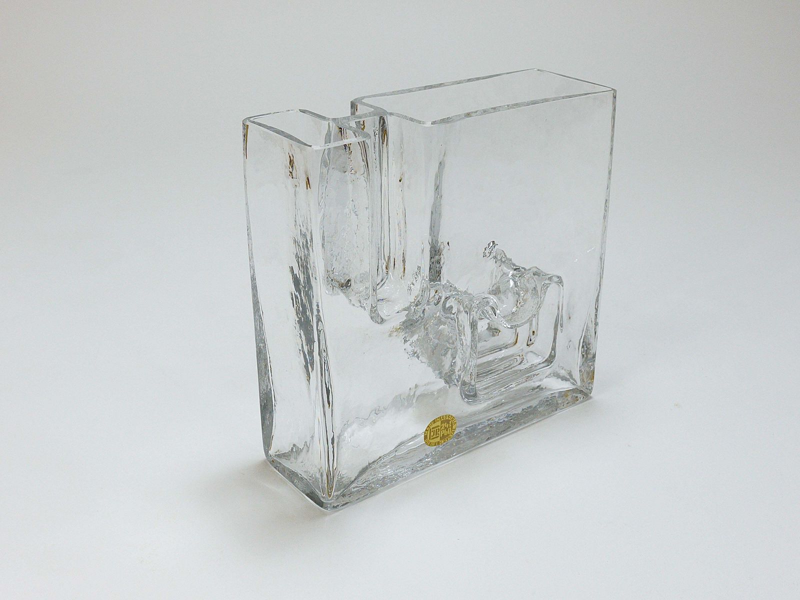 photo vintage Op Art Ice Glass Vase By Claus Josef Riedel, Austria, 1970s