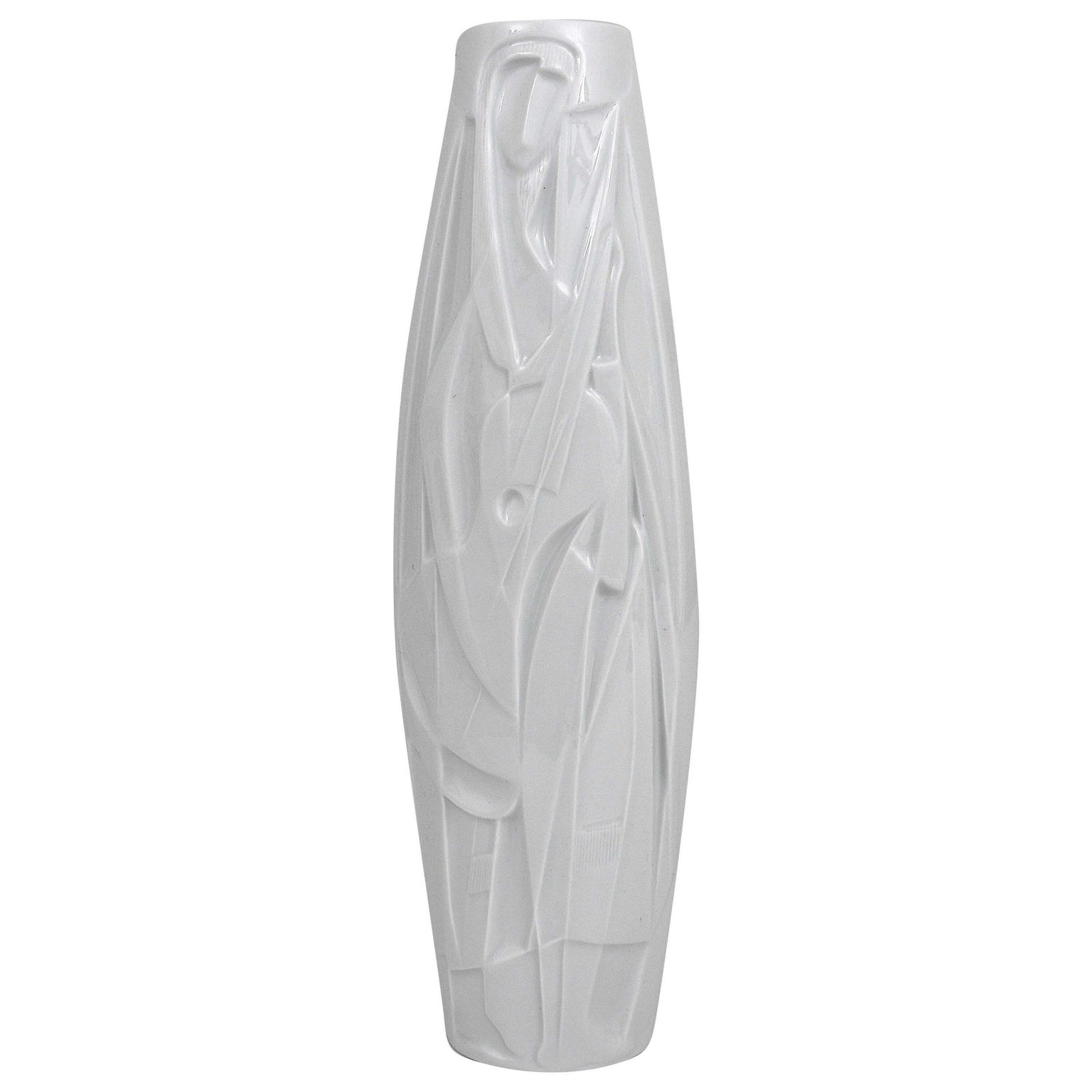 Cuno Fischer Rosenthal Studio Linie White Relief Op Art Porcelain Vase, 1960s