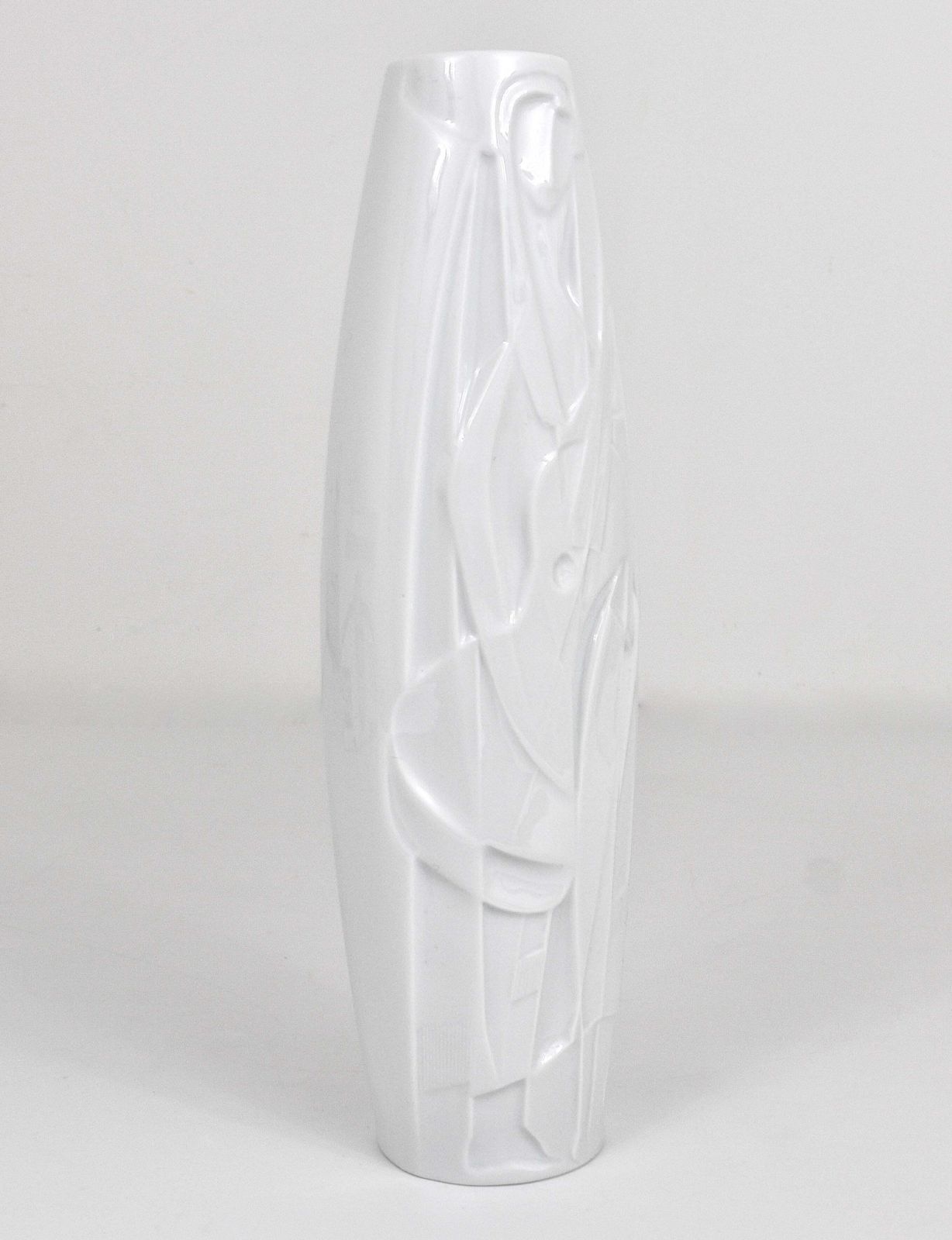 Cuno Fischer Rosenthal Studio Linie White Relief Op Art Porcelain Vase, 1960s photo for sale