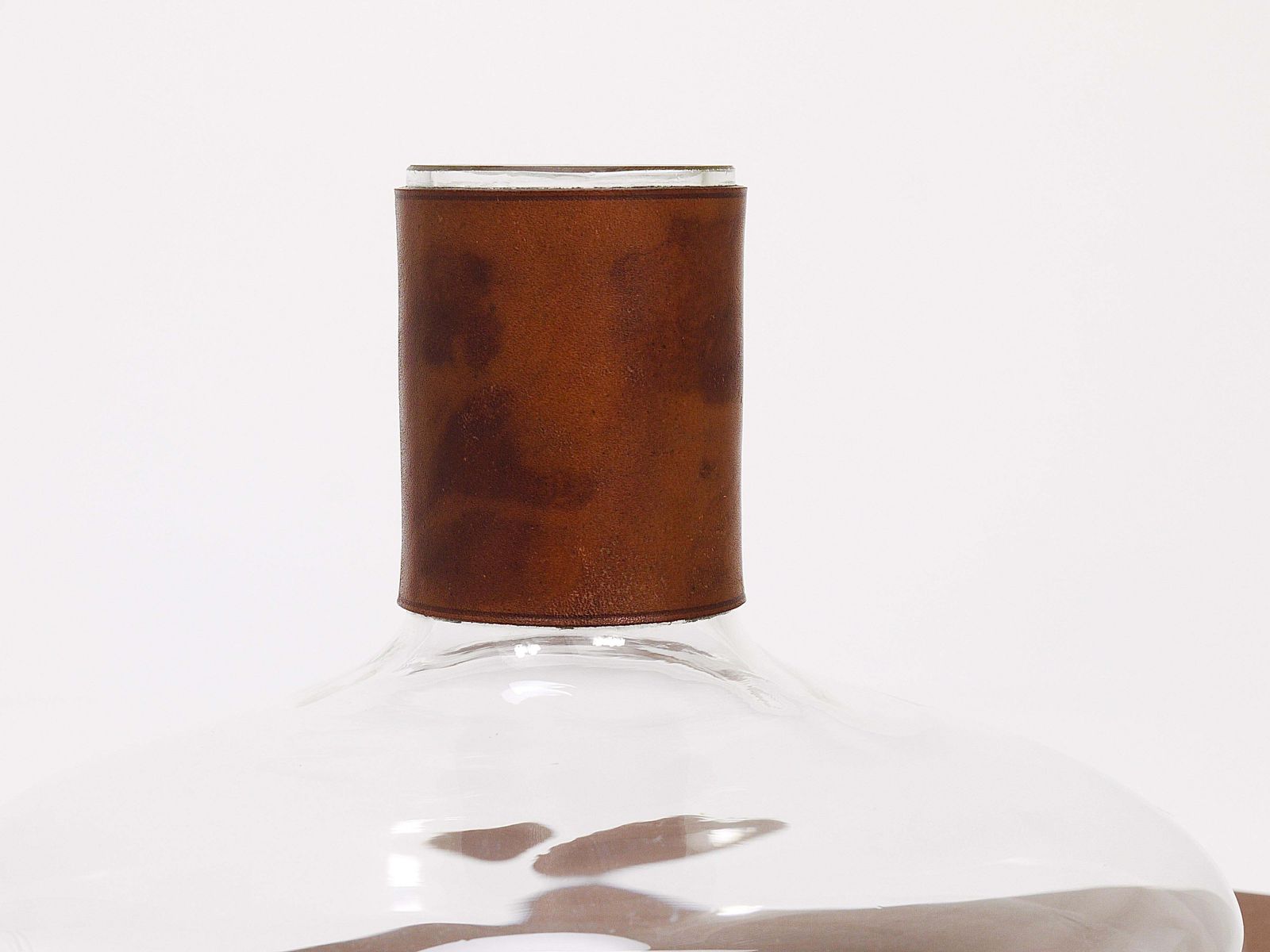photo furniture Carl Aubock II Vase Decanter With Brown Leather Top, Midcentury, Austria, 1950s