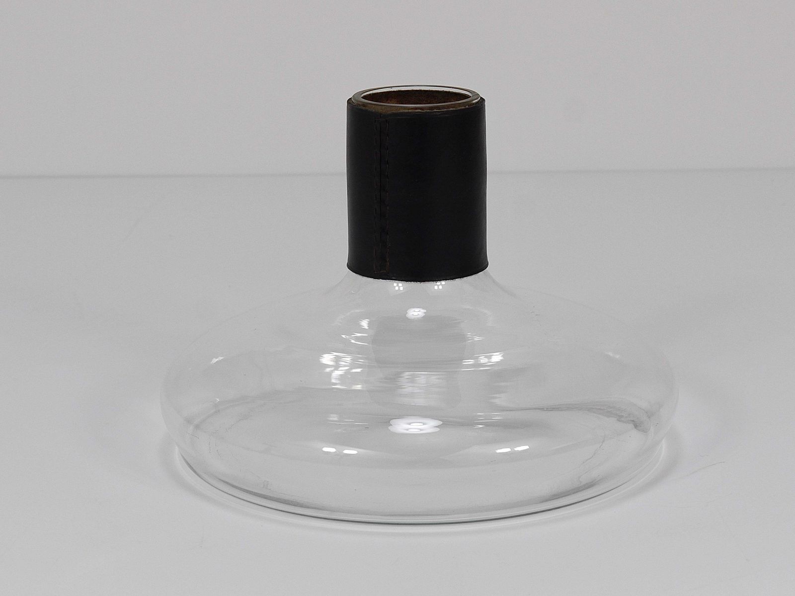 Carl Aubock II Vase Decanter With Black Leather Top, Midcentury, Austria, 1950s photo furniture