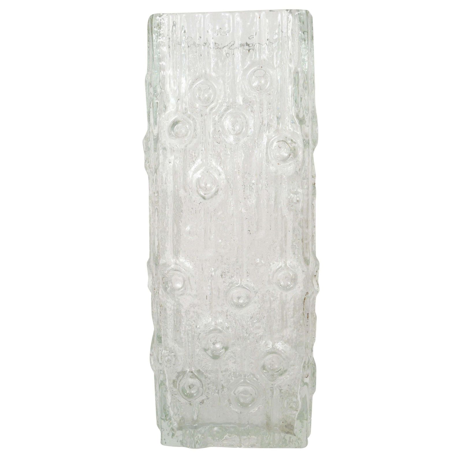Big Op Art Ice Glass (Floor) Vase By Peill & Putzler, Mid Century Germany, 1970s