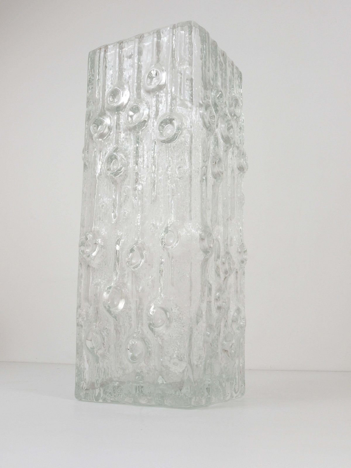 Big Op Art Ice Glass (Floor) Vase By Peill & Putzler, Mid Century Germany, 1970s photo Home Decor