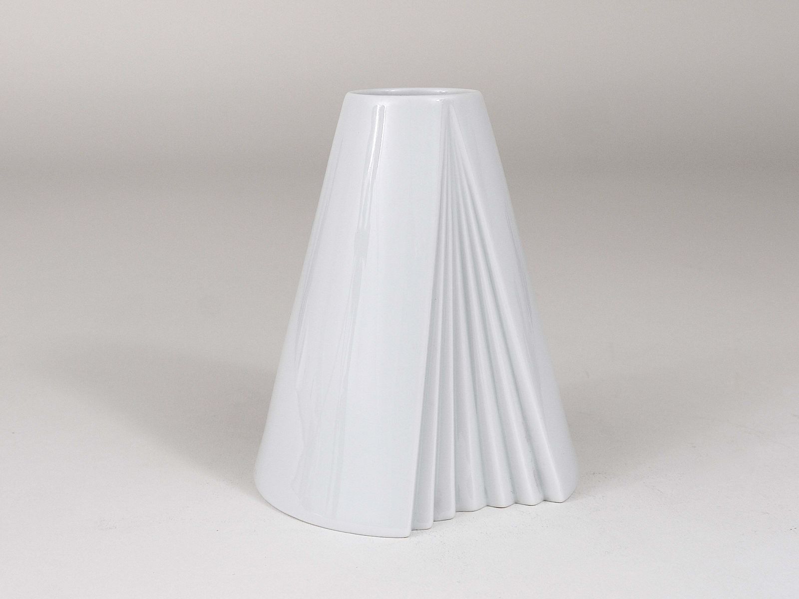 Ambrogio Pozzi Rosenthal White Geometric Op Art Porcelain Vase, Germany, 1980s photo Home Decor