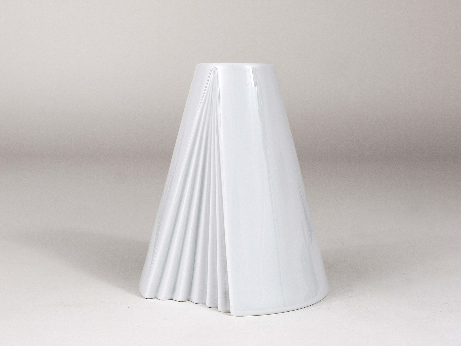 Ambrogio Pozzi Rosenthal White Geometric Op Art Porcelain Vase, Germany, 1980s photo buy