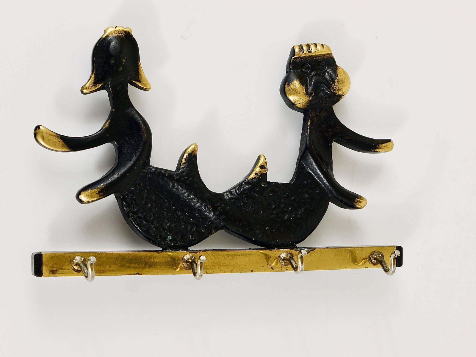 Walter Bosse Brass Key Hanger Sea God And Mermaid, Herta Baller, Austria, 1950s photo vinterior