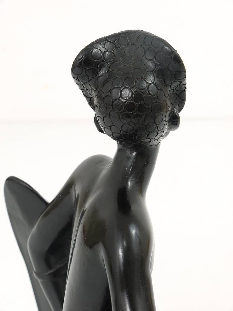 Huge African Watusi Warrior Sculpture By Leopold Anzengruber, Vienna 1950s photo Art