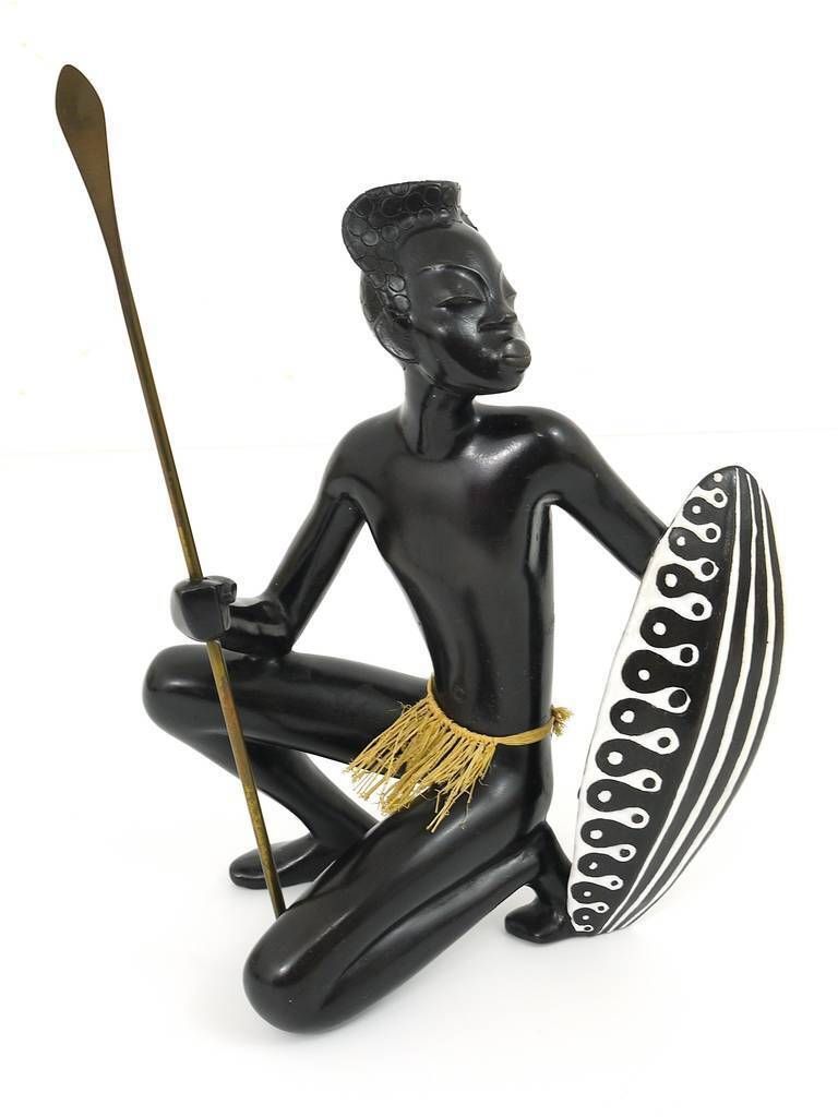 Huge African Watusi Warrior Sculpture By Leopold Anzengruber, Vienna 1950s photo 1290.0