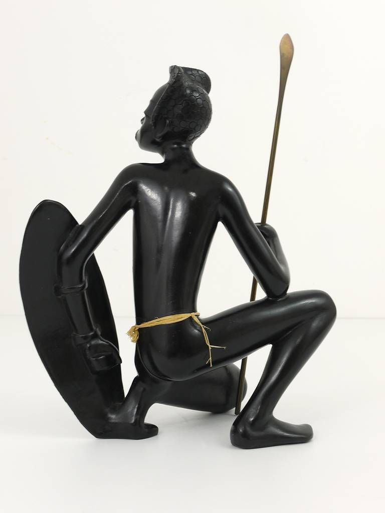 Huge African Watusi Warrior Sculpture By Leopold Anzengruber, Vienna 1950s photo buy