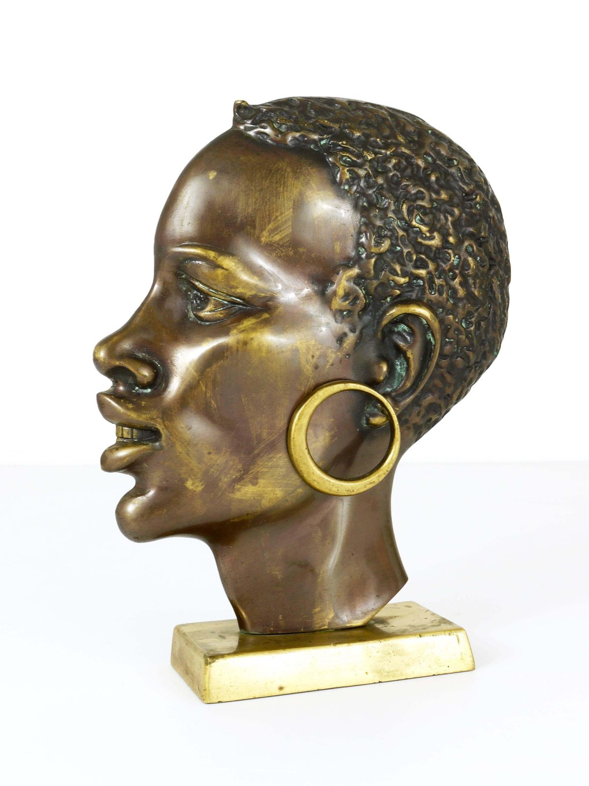 Beautiful Brass Bust Of An African Woman In The Manner Hagenauer, Austria, 1950s photo Art