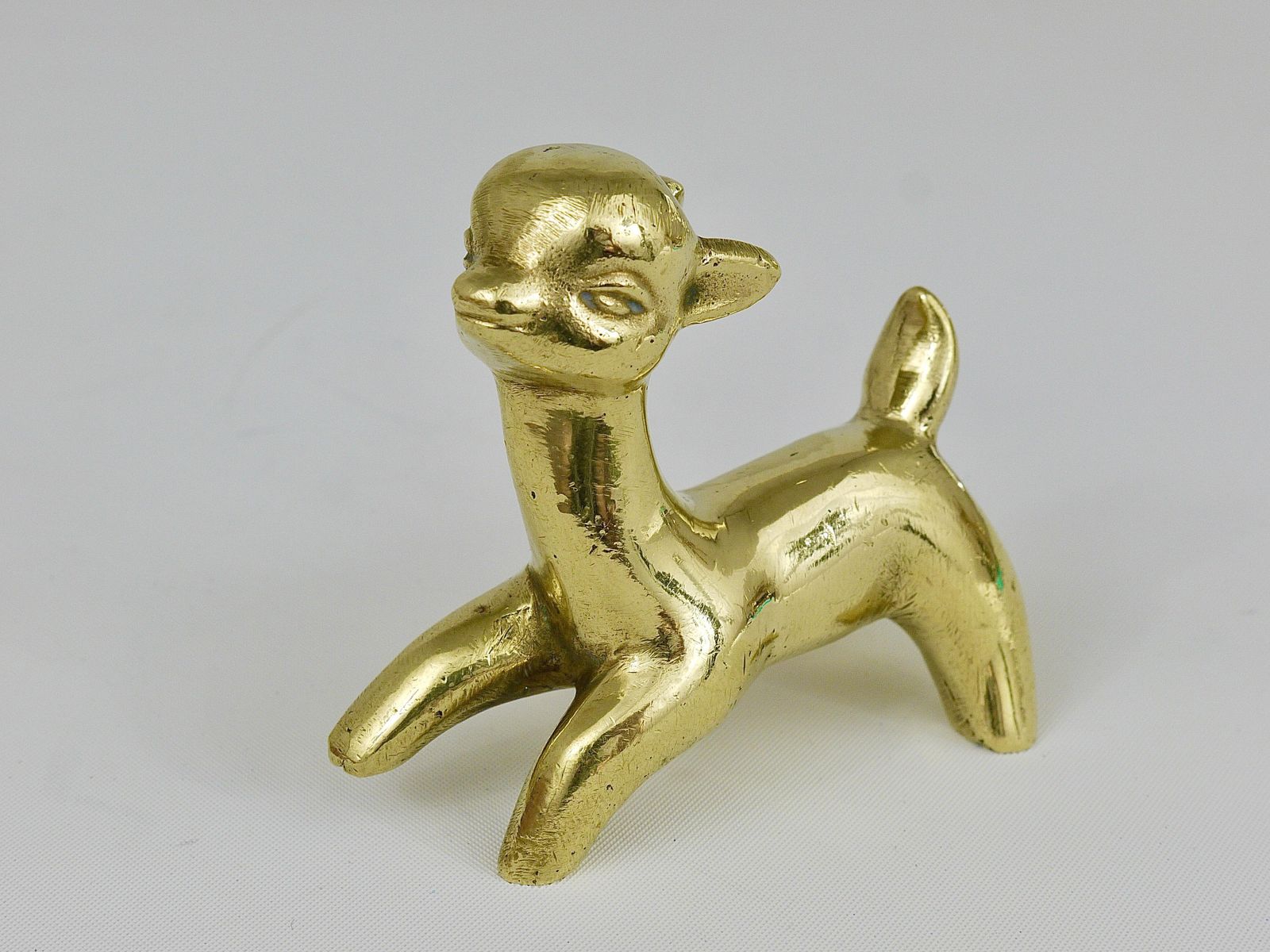 photo furniture Walter Bosse Midcentury Deer Fawn Brass Figurine, Herta Baller, Austria, 1950s