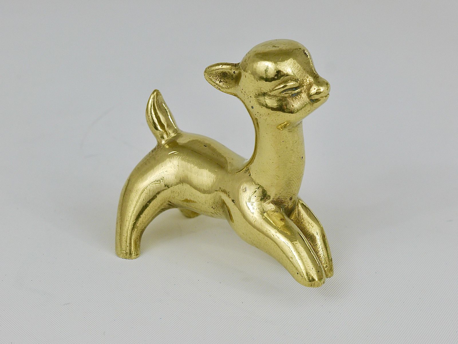 Home Decor Walter Bosse Midcentury Deer Fawn Brass Figurine, Herta Baller, Austria, 1950s photo