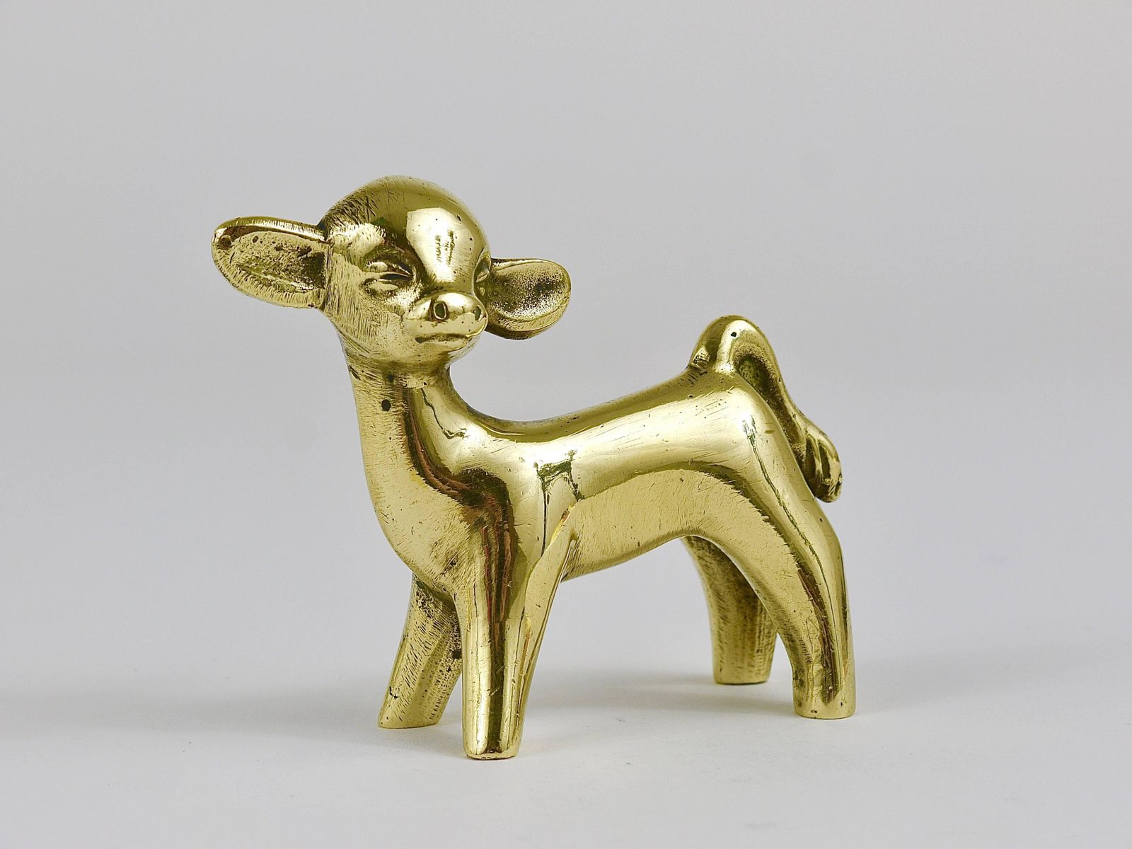 Walter Bosse Midcentury Baby Cow Brass Figurine, Herta Baller, Austria, 1950s photo furniture