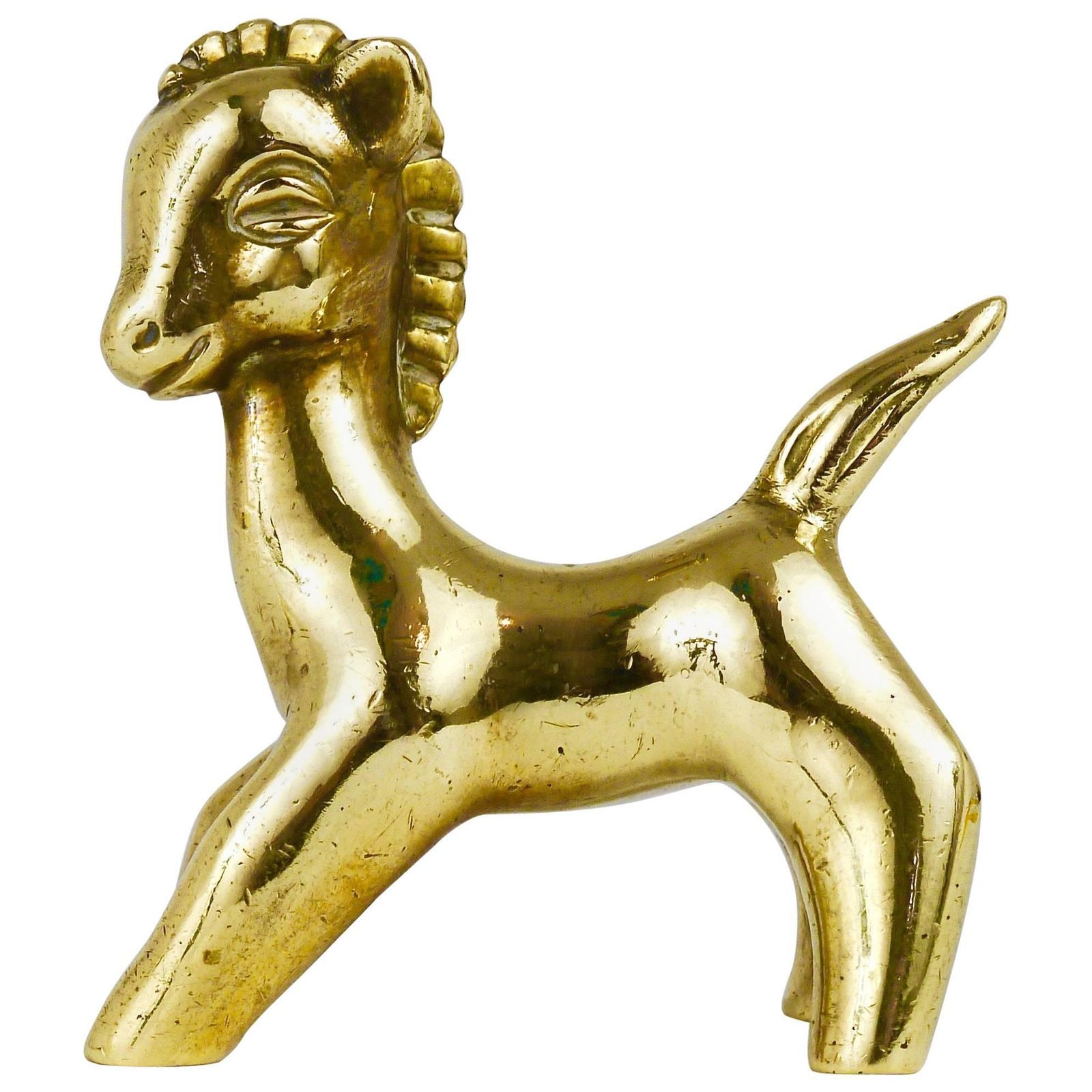 Walter Bosse Mid Century Horse Brass Figurine, Hertha Baller, Austria, 1950s