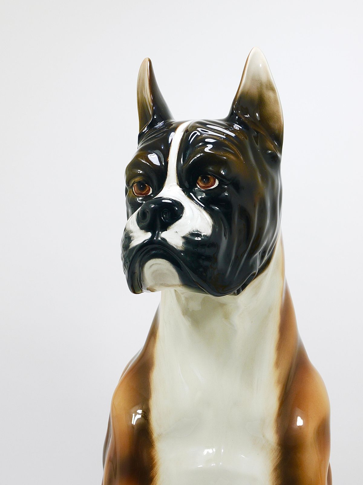 Boxer Dog Life Size Majolica Statue Sculpture, Glazed Ceramic, Italy, 1970s photo 1451.0