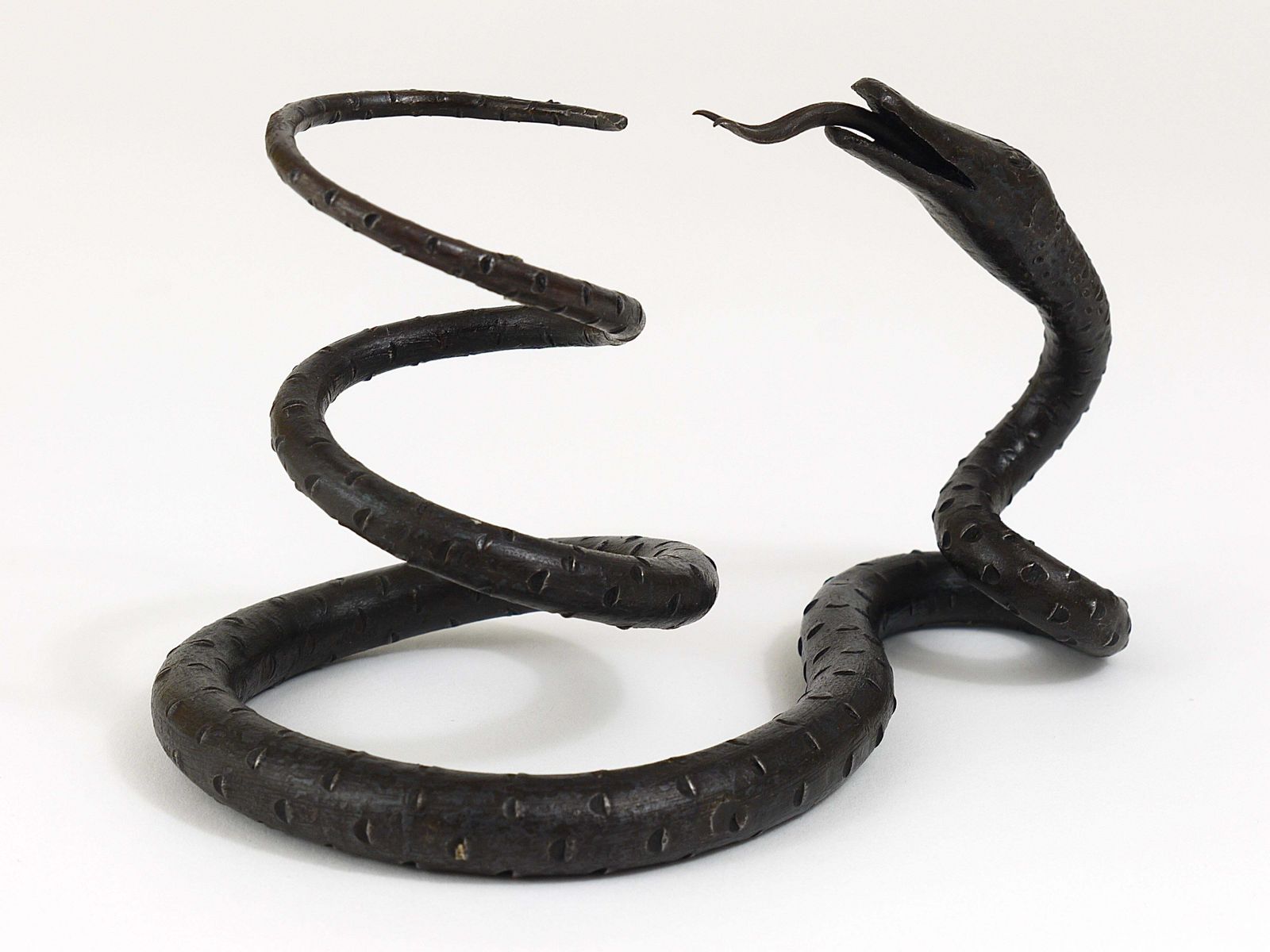 Edgar Brandt Style Hand Forged Iron Snake Or Serpent Sculpture, Austria, 1920s photo vinterior