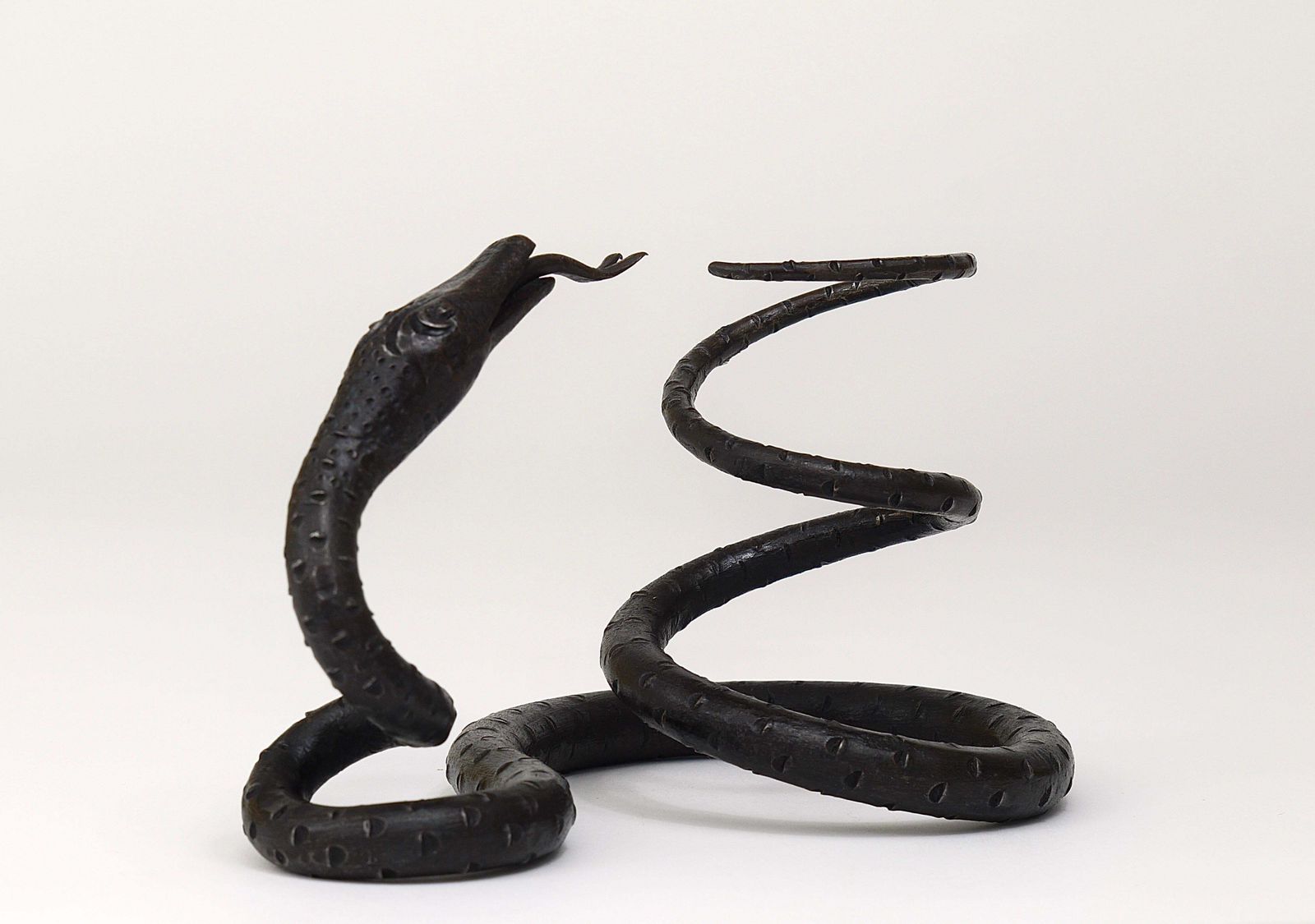 Art Edgar Brandt Style Hand Forged Iron Snake Or Serpent Sculpture, Austria, 1920s photo