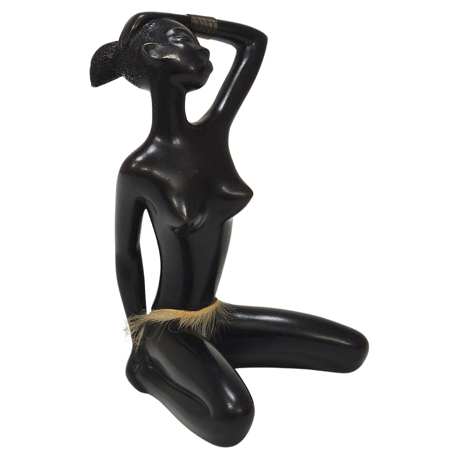 African Woman Figurine Sculpture By Leopold Anzengruber, Vienna, Austria, 1950s
