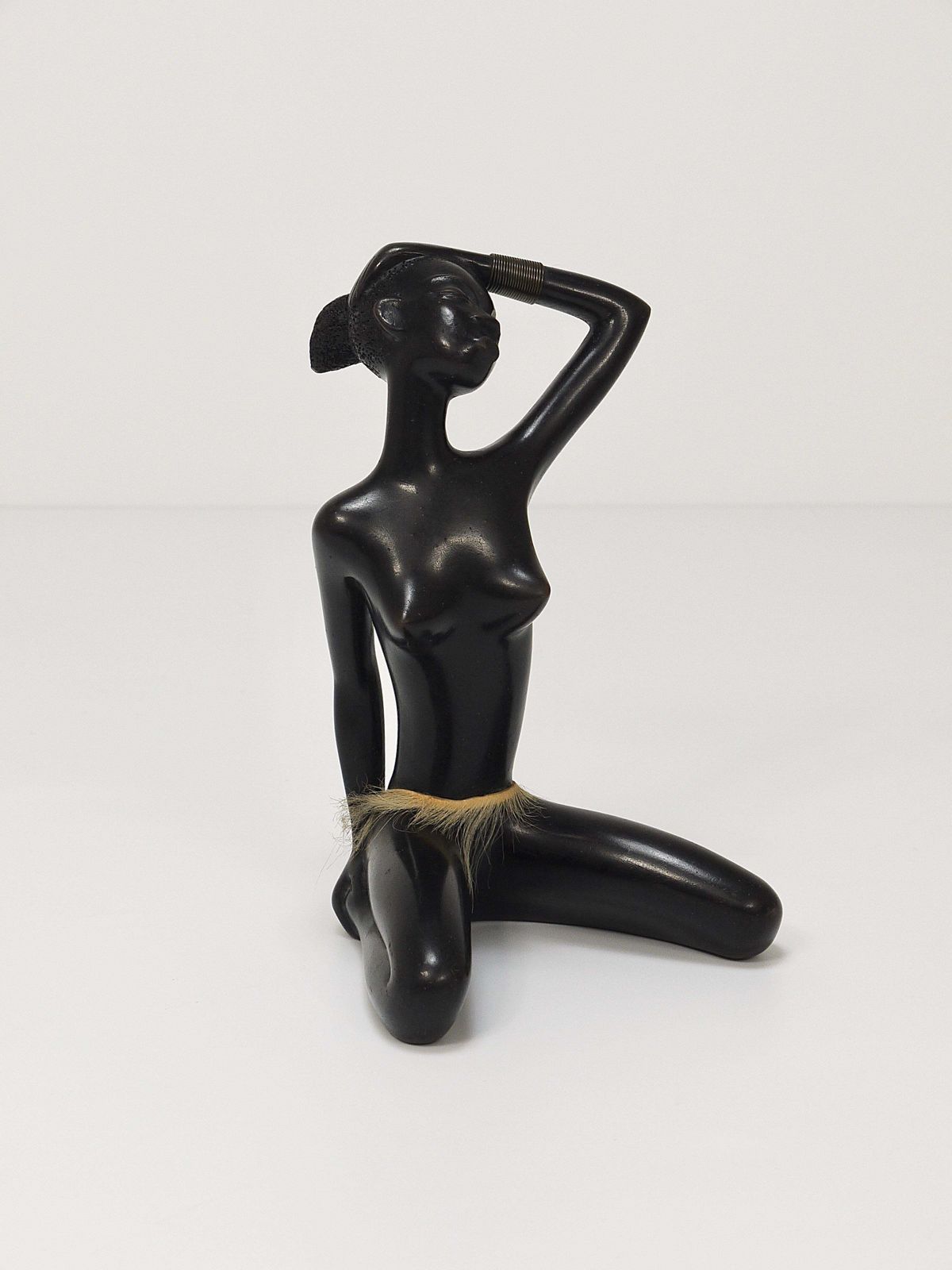 photo vintage African Woman Figurine Sculpture By Leopold Anzengruber, Vienna, Austria, 1950s