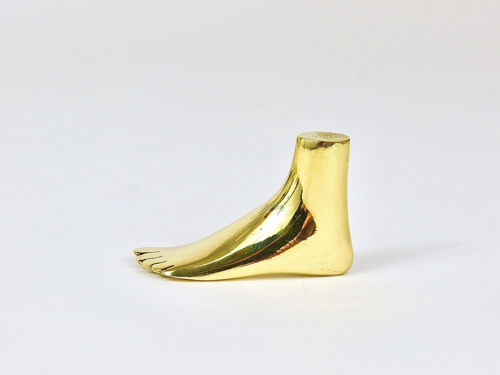 Signed Carl Auböck Midcentury Brass Foot Paperweight Handmade Sculpture photo buy
