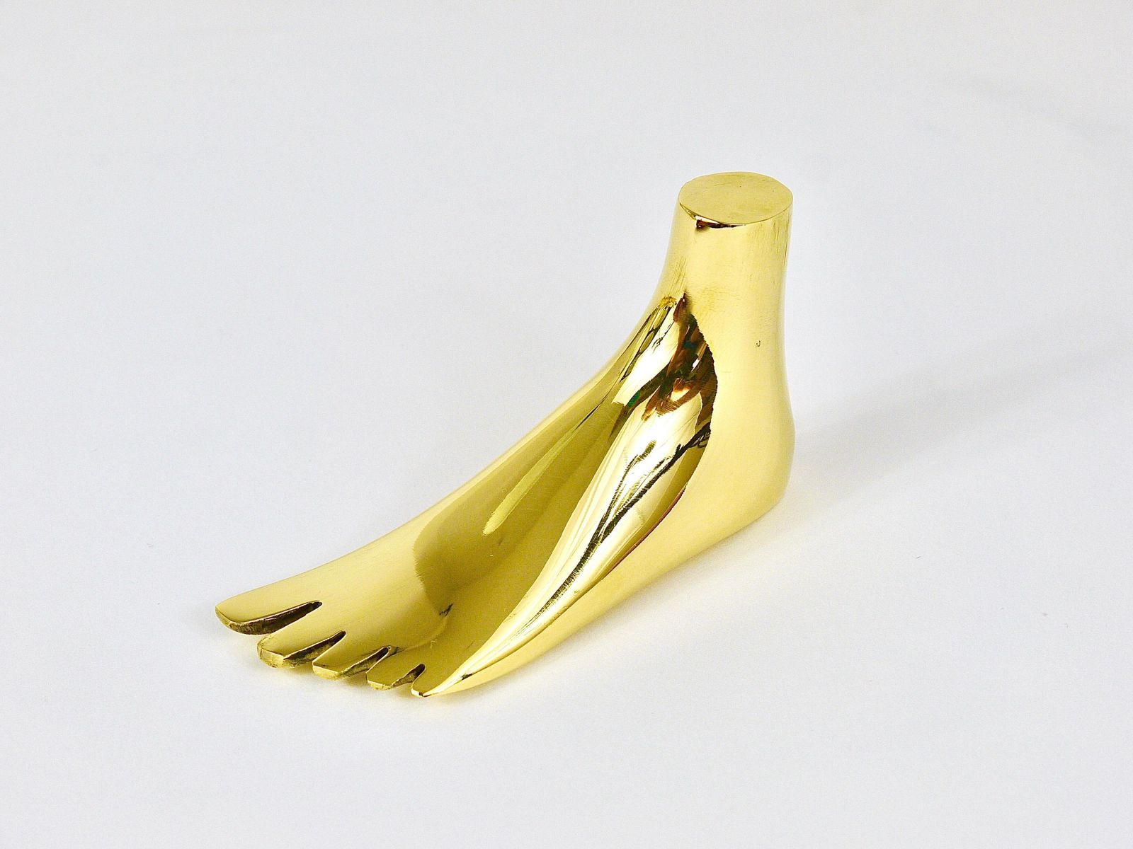 Signed Carl Auböck Midcentury Brass Foot Paperweight Handmade Sculpture photo vintage