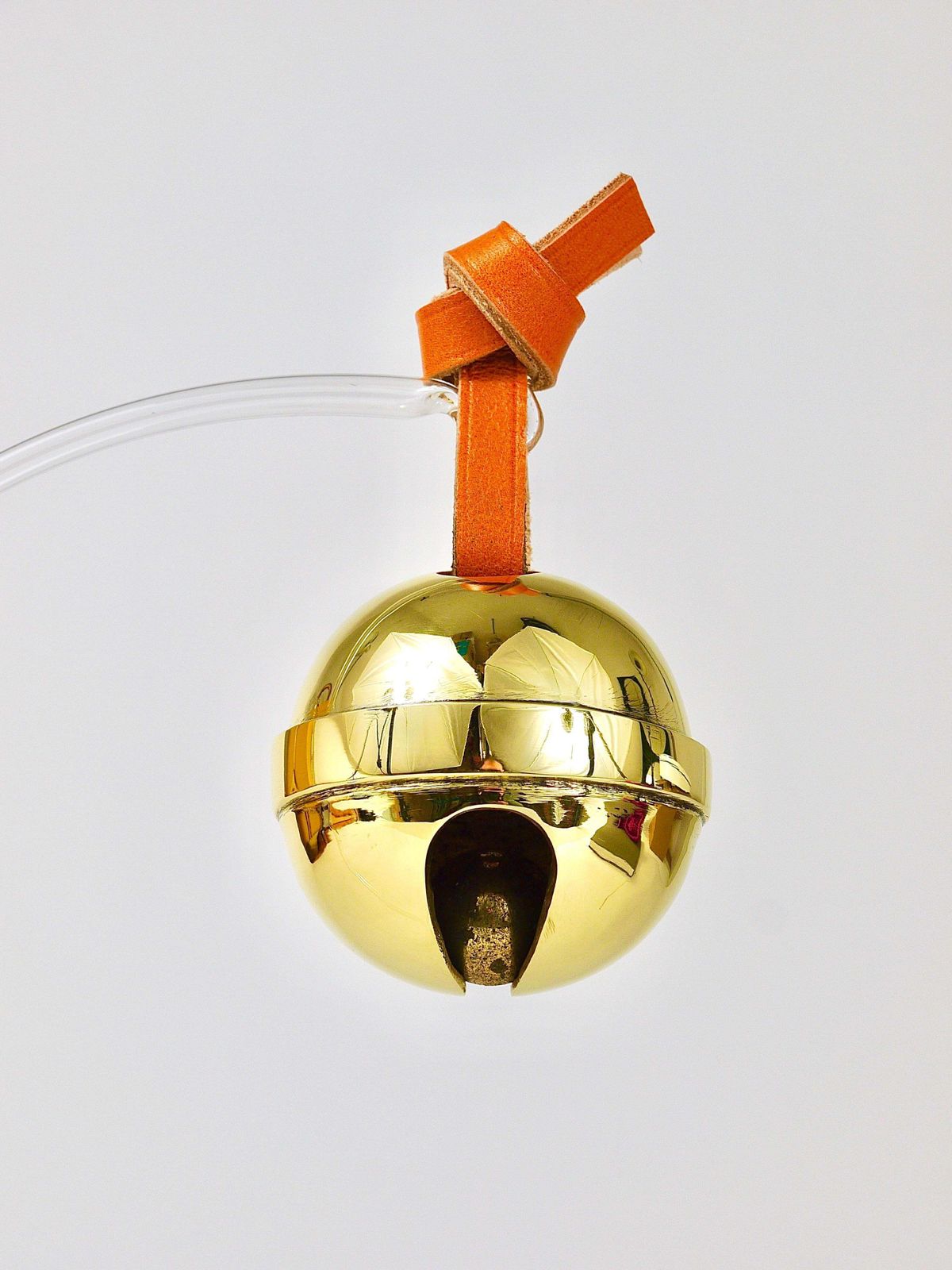 Carl Auböck Handcrafted Paperweight Jingle Bell #5039, Brass, Leather, Austria photo for sale