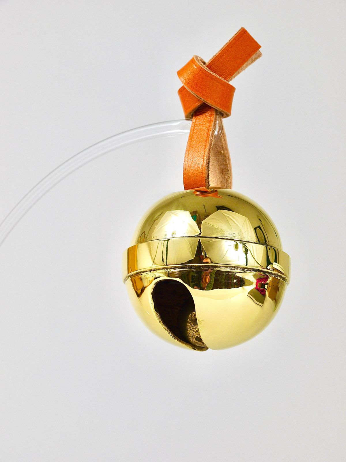 Carl Auböck Handcrafted Paperweight Jingle Bell #5039, Brass, Leather, Austria photo 540.0