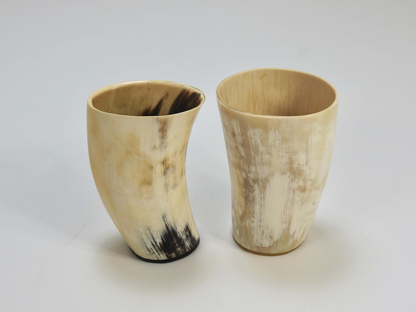 Two Carl Aubock Mid Century Horn Desk Pen & Pencil Holder Cups, Austria, 1950s photo Home Decor