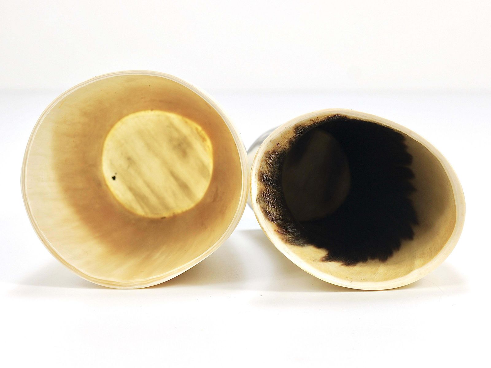 photo for sale Two Carl Aubock Mid Century Horn Desk Pen & Pencil Holder Cups, Austria, 1950s
