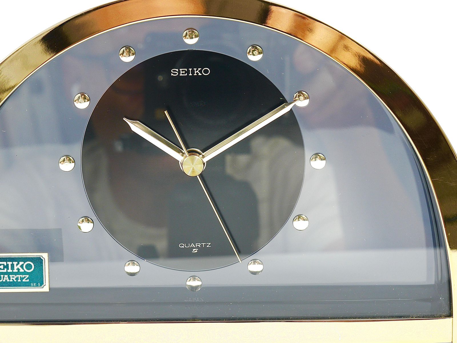 photo for sale Beautiful Hollywood Regency Brass See Through Table Clock By Seiko Japan, 1980s