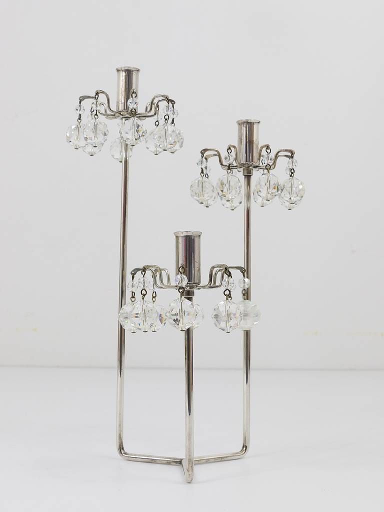 Lobmeyr Silver Plated Candleholder, Faceted Swarovski Crystals, Austria, 1960s photo furniture