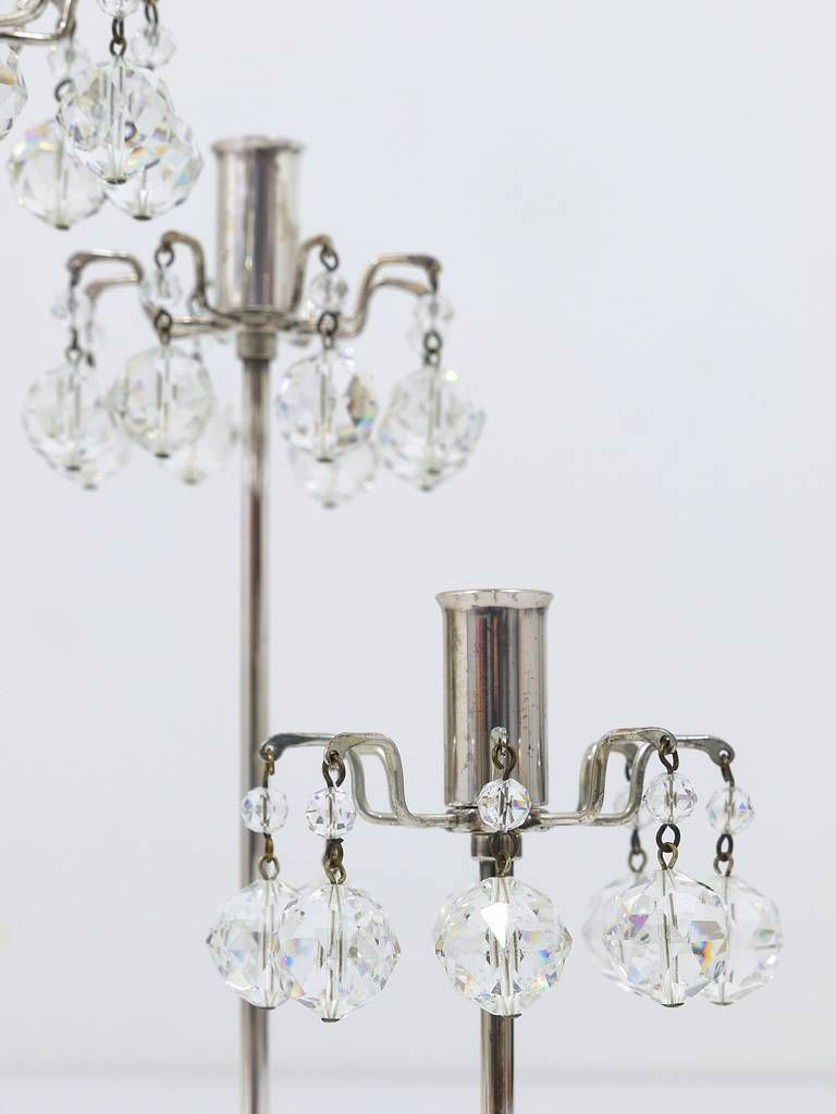 Lobmeyr Silver Plated Candleholder, Faceted Swarovski Crystals, Austria, 1960s photo for sale