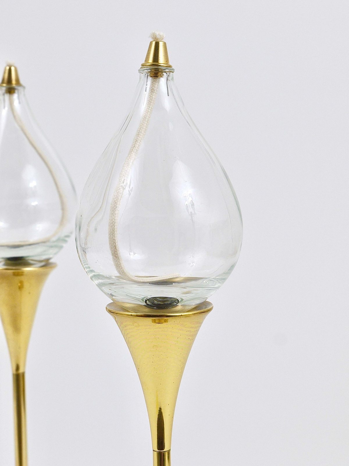 Two Large Freddie Andersen Midcentury Oil Lamp Candleholders, Denmark, 1970s photo for sale