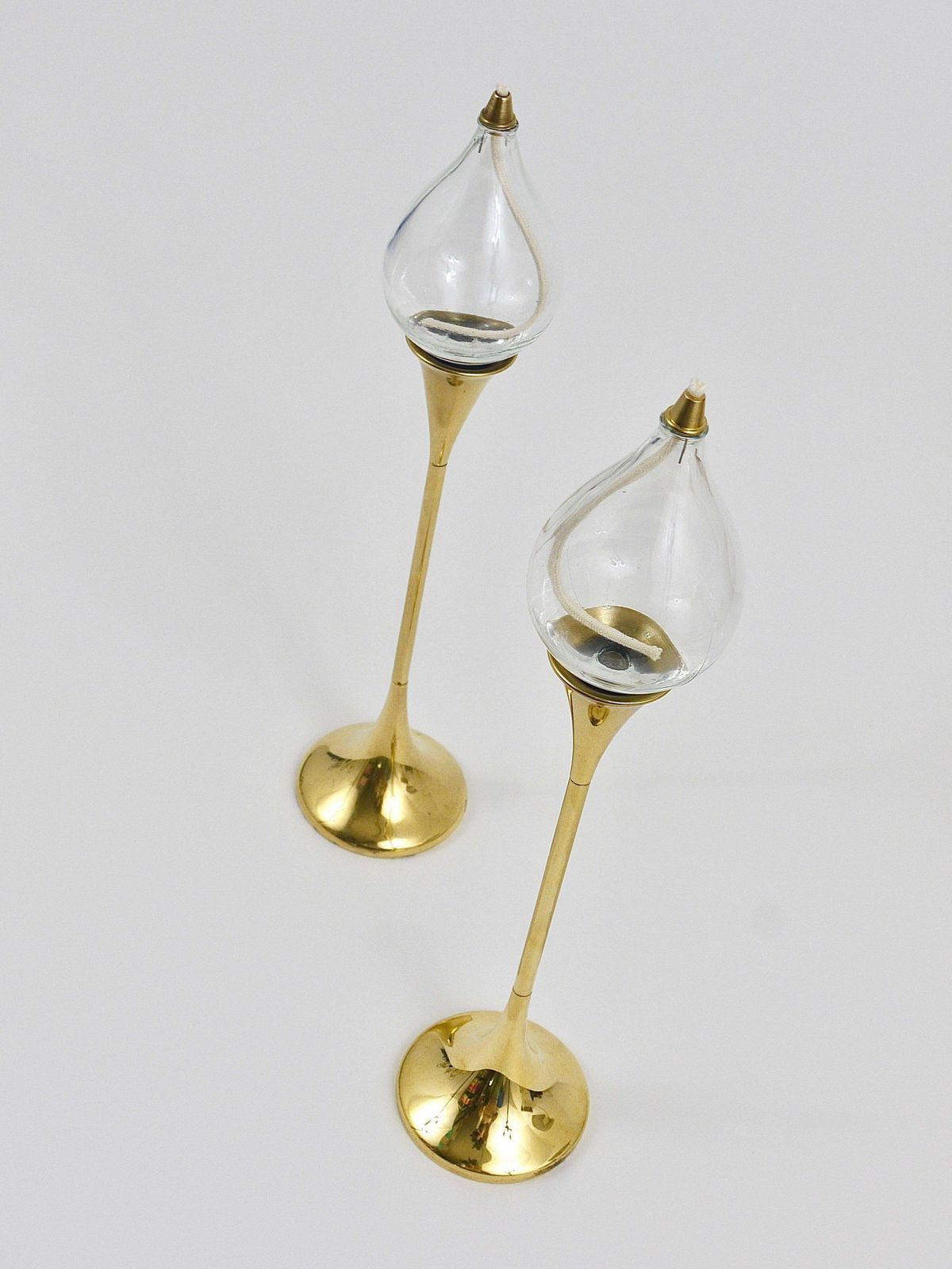 Two Large Freddie Andersen Midcentury Oil Lamp Candleholders, Denmark, 1970s photo buy