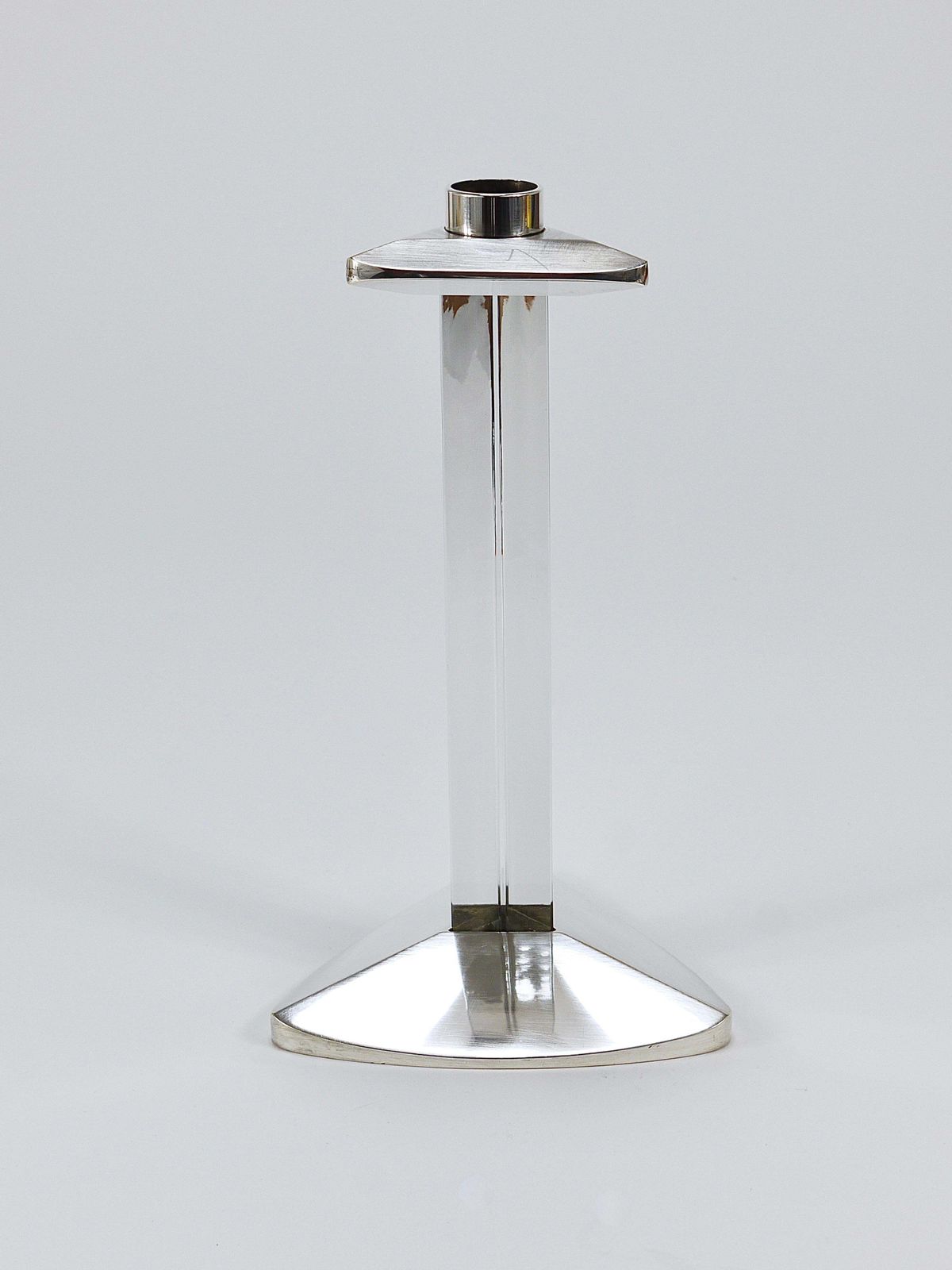 Riedel X Mesa Postmodern Silver & Crystal Candlestick Candle Holder, Italy, 1980 photo for sale