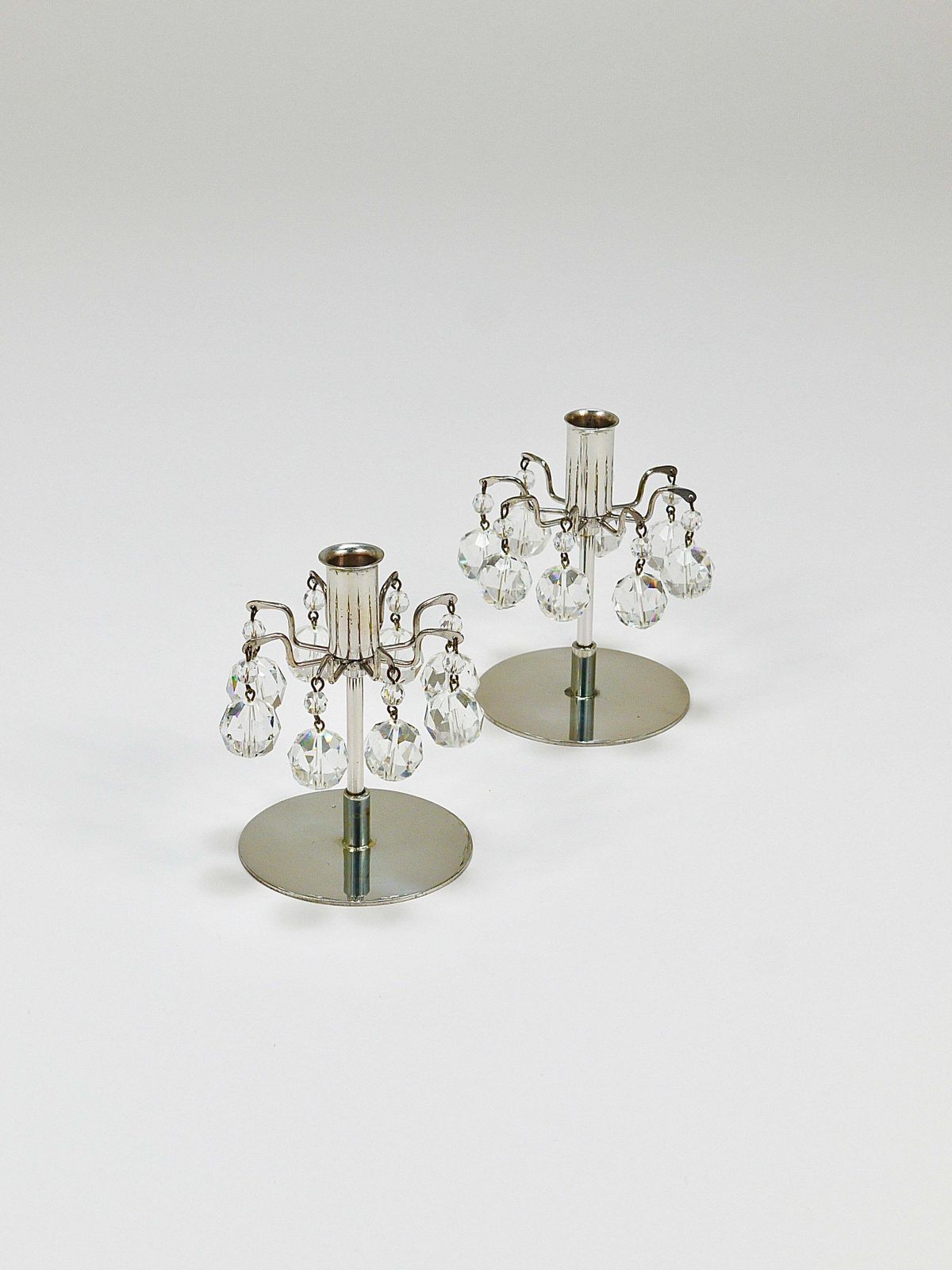 J.L. Lobmeyr „Lights Of Vienna“ Pair Candleholders, Faceted Swarovski Crystals photo vintage