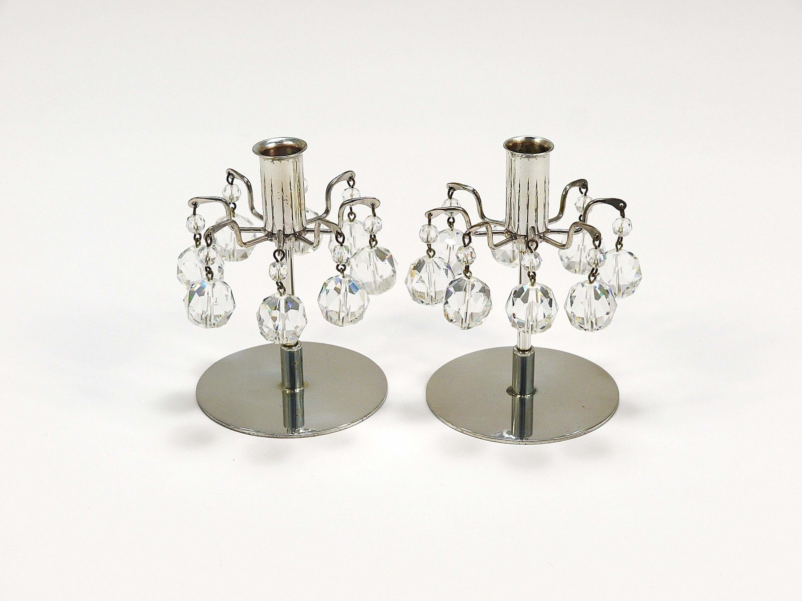 967.0 J.L. Lobmeyr „Lights Of Vienna“ Pair Candleholders, Faceted Swarovski Crystals photo
