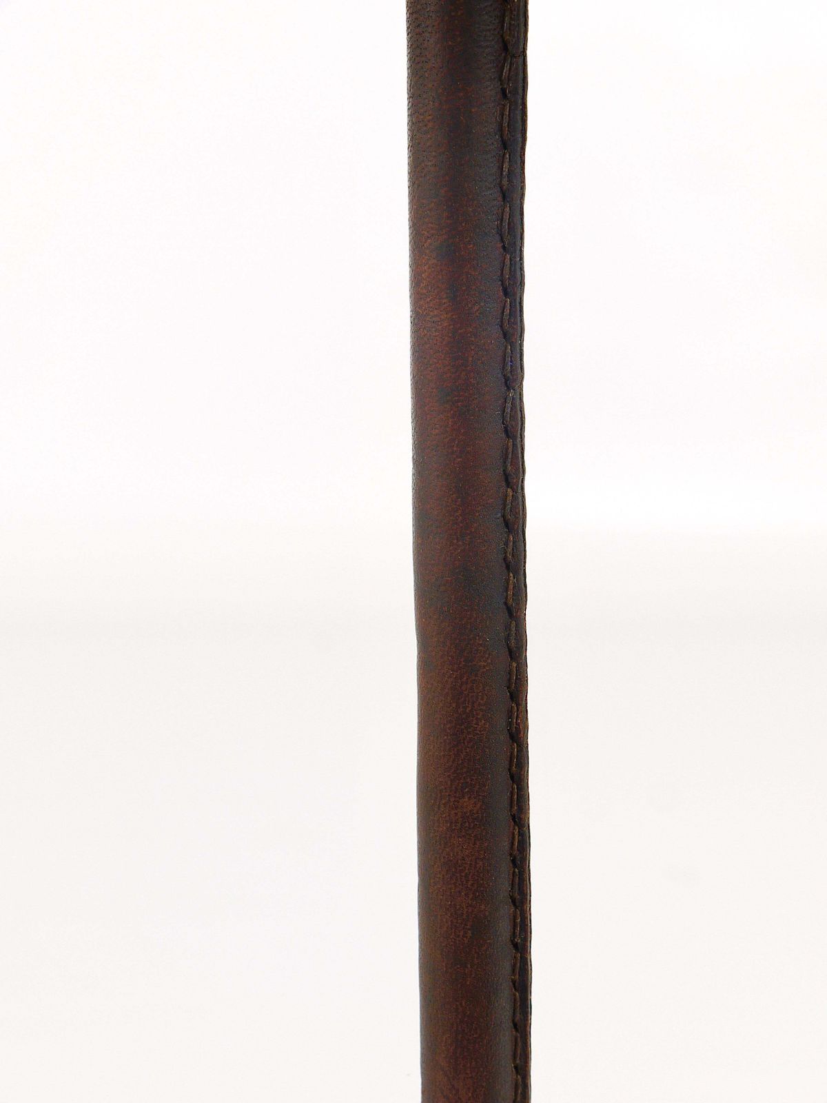 Carl Aubock Modernist Walnut Leather Candlestick Candle Holder, Austria, 1950s photo vintage