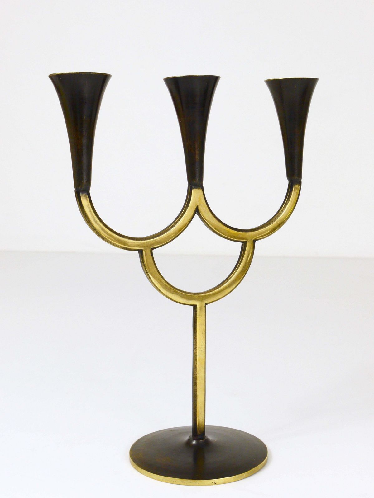 Richard Rohac Brass Candelabra Mid Century Candle Holder, Vienna, Austria, 1950s photo for sale